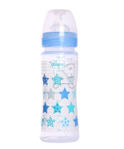 Chicco Biberon Plastique WB Tétine Silicone 4m+ Bleu 330ml