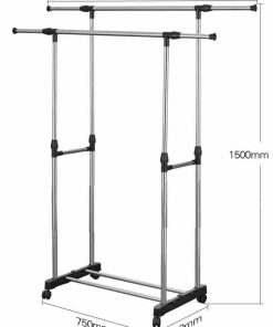 Alternative view of Penderie Support de Rangement Reglable double barre en fer