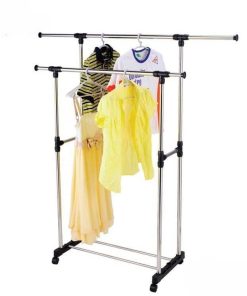 Penderie Support de Rangement Reglable double barre en fer