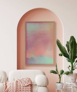 Alternative view of Tableau Abstrait Rose Bleu Evoa Design 66x96cm