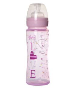 Chicco Biberon en Plastique Tétine Silicone Flux Rapide 4m+ 330ml Fille